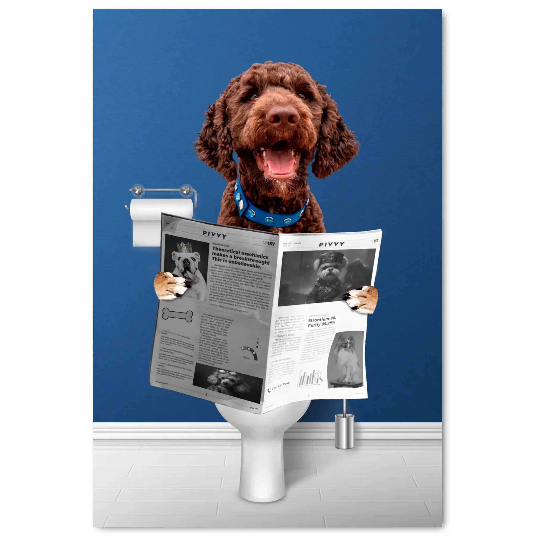 Eigen hond op toilet poster