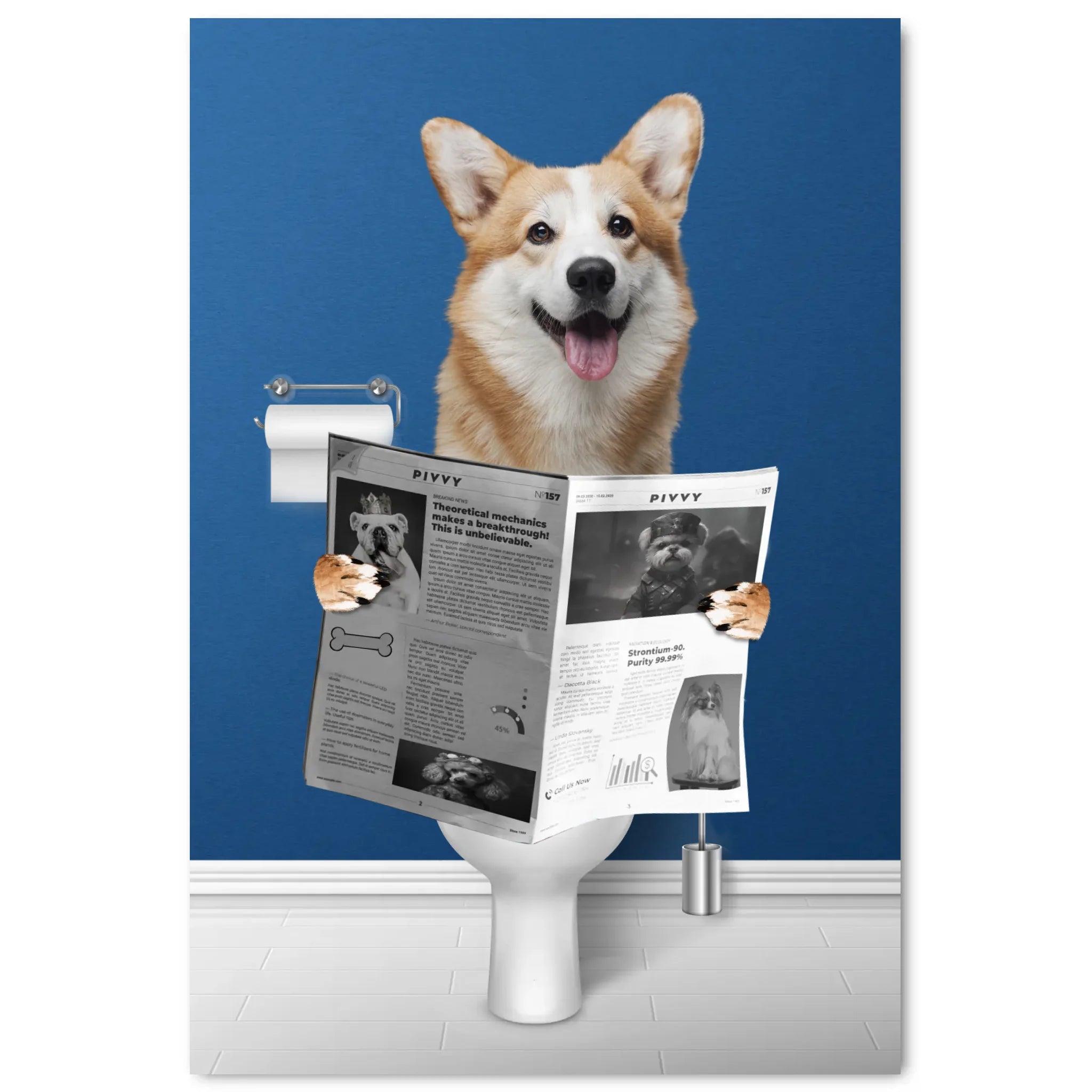 Eigen hond op toilet poster