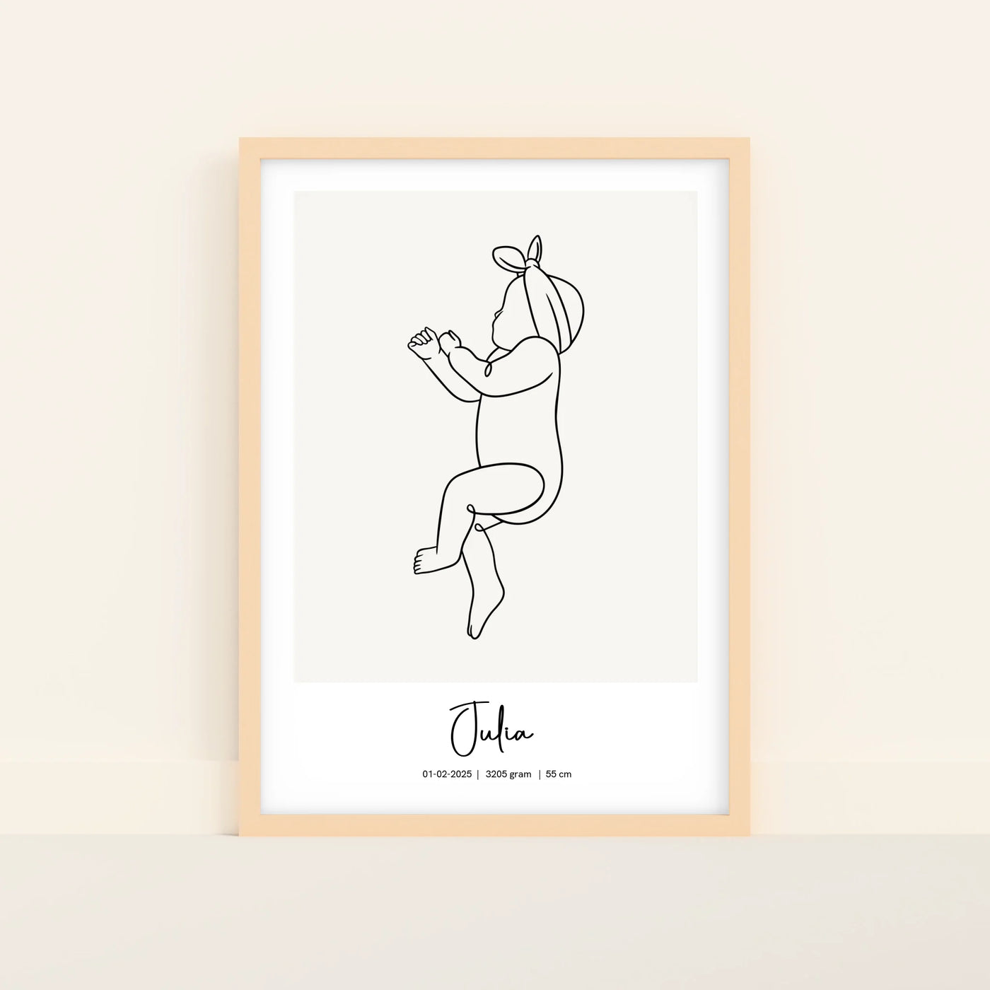 Geboorte Lijntekening Poster met Naam en Datum