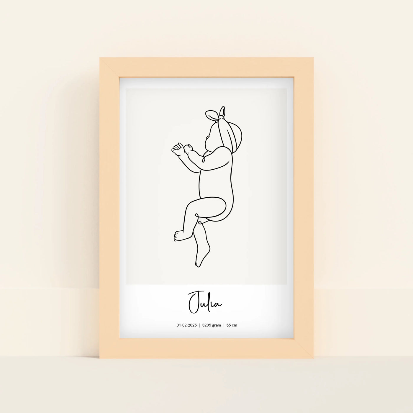 Geboorte Lijntekening Poster met Naam en Datum