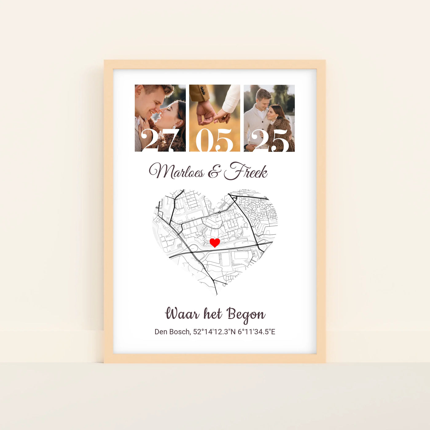 Liefdesposter met Foto, Locatie en Namen