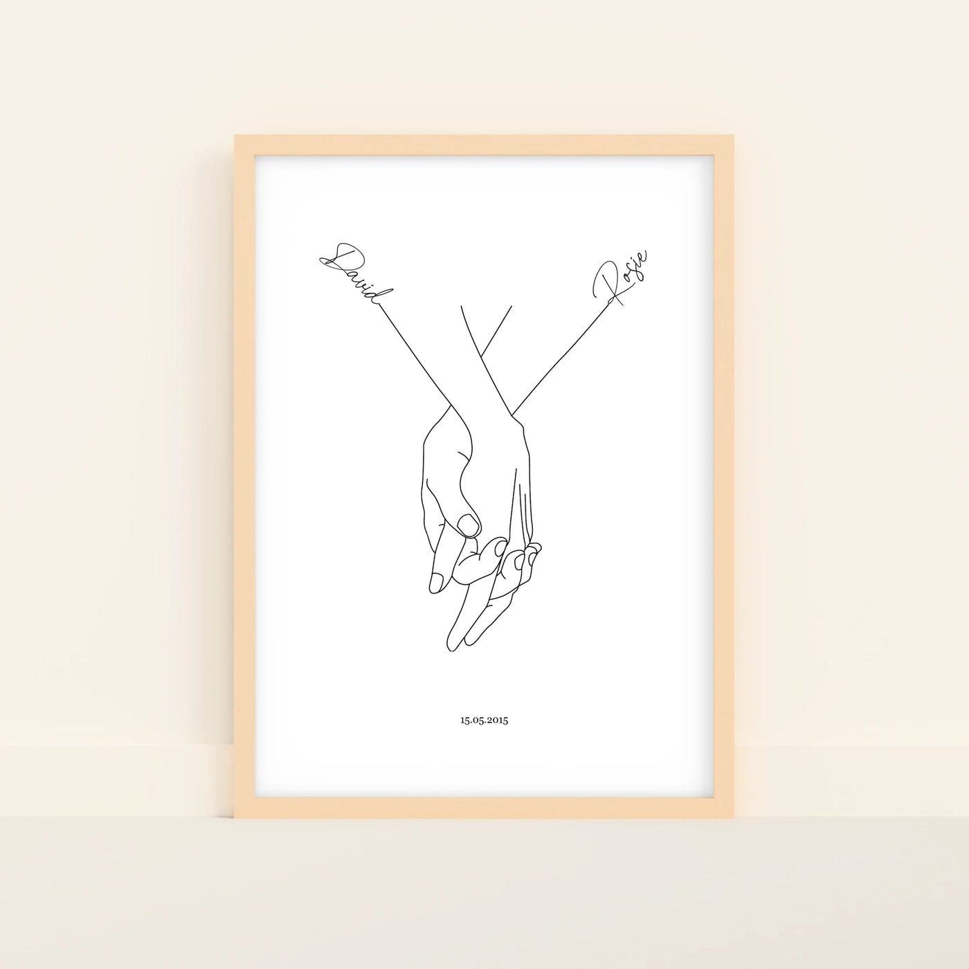 Koppel Handen Poster met Namen en Datum
