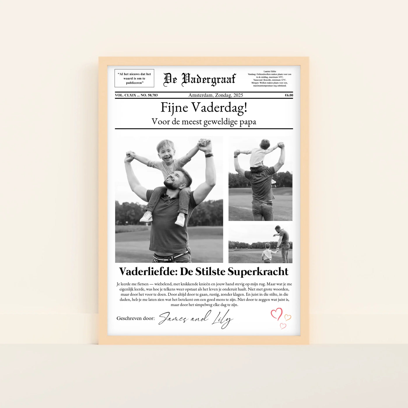 De Vadergraaf Persoonlijke Krantposter met Foto's