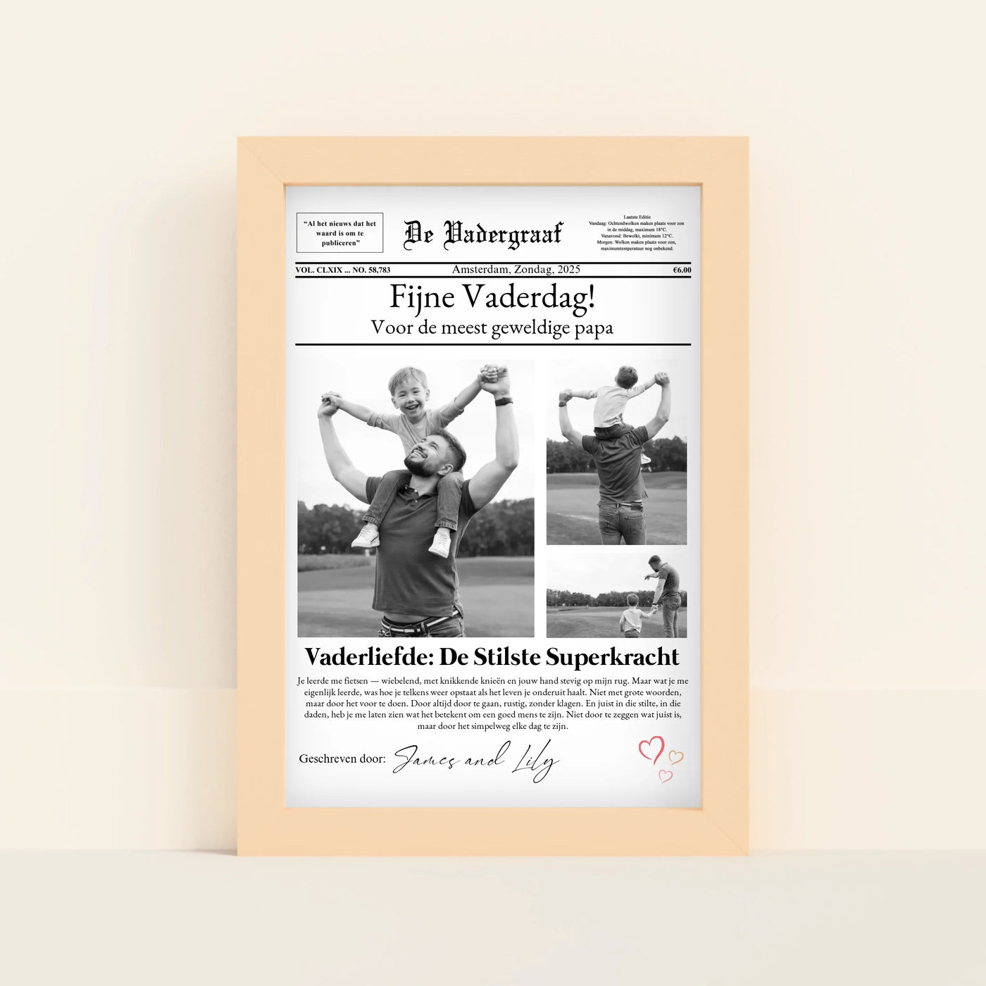 De Vadergraaf Persoonlijke Krantposter met Foto's