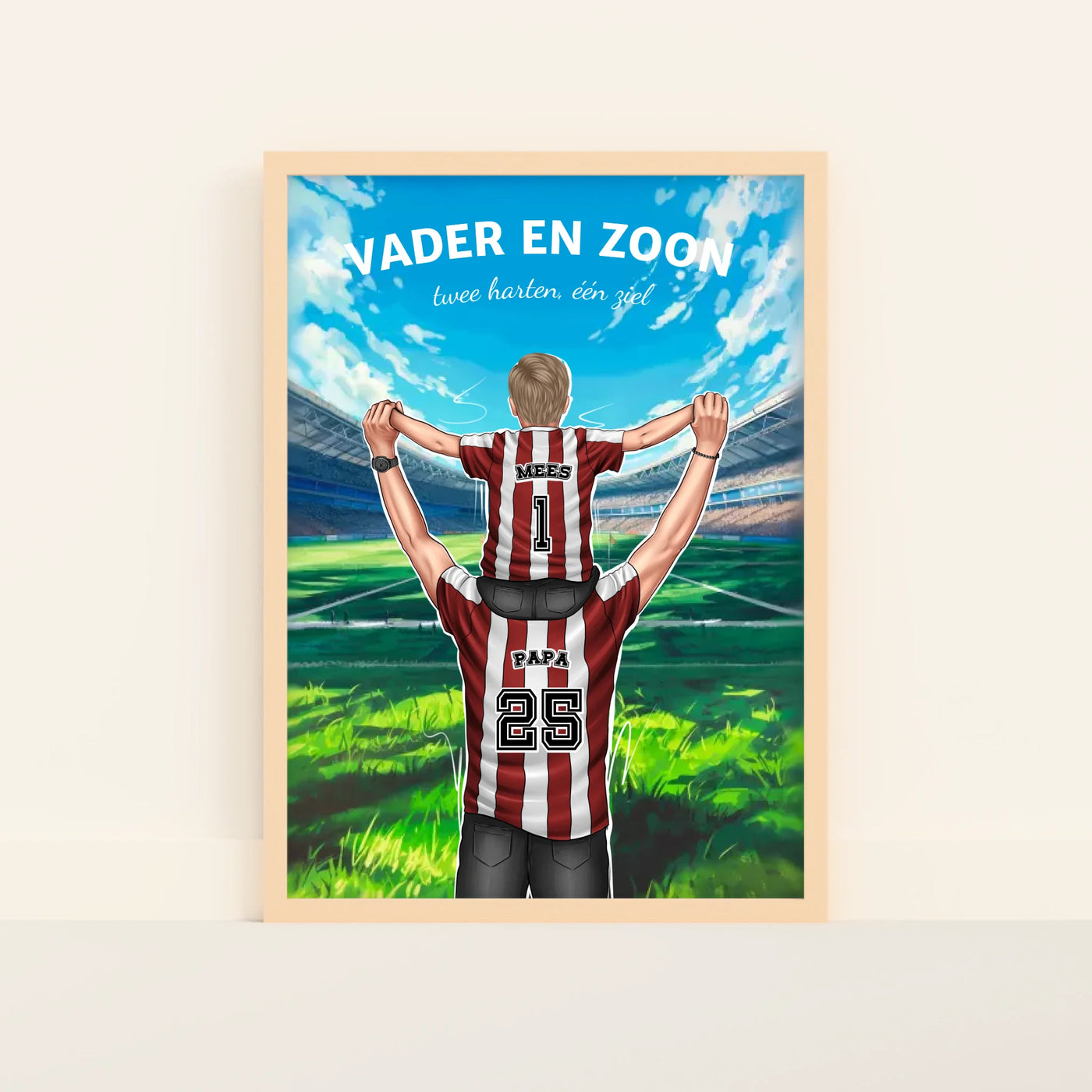Papa & Kind Voetbal Poster met Namen