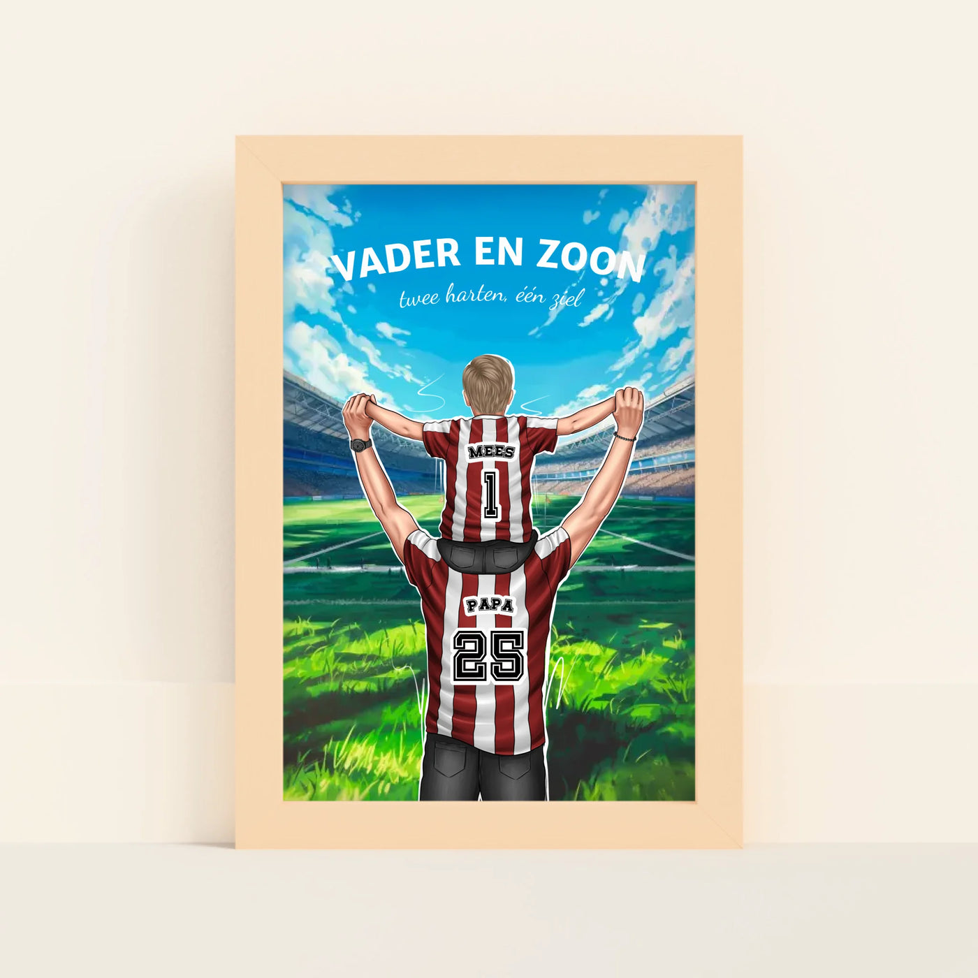 Papa & Kind Voetbal Poster met Namen