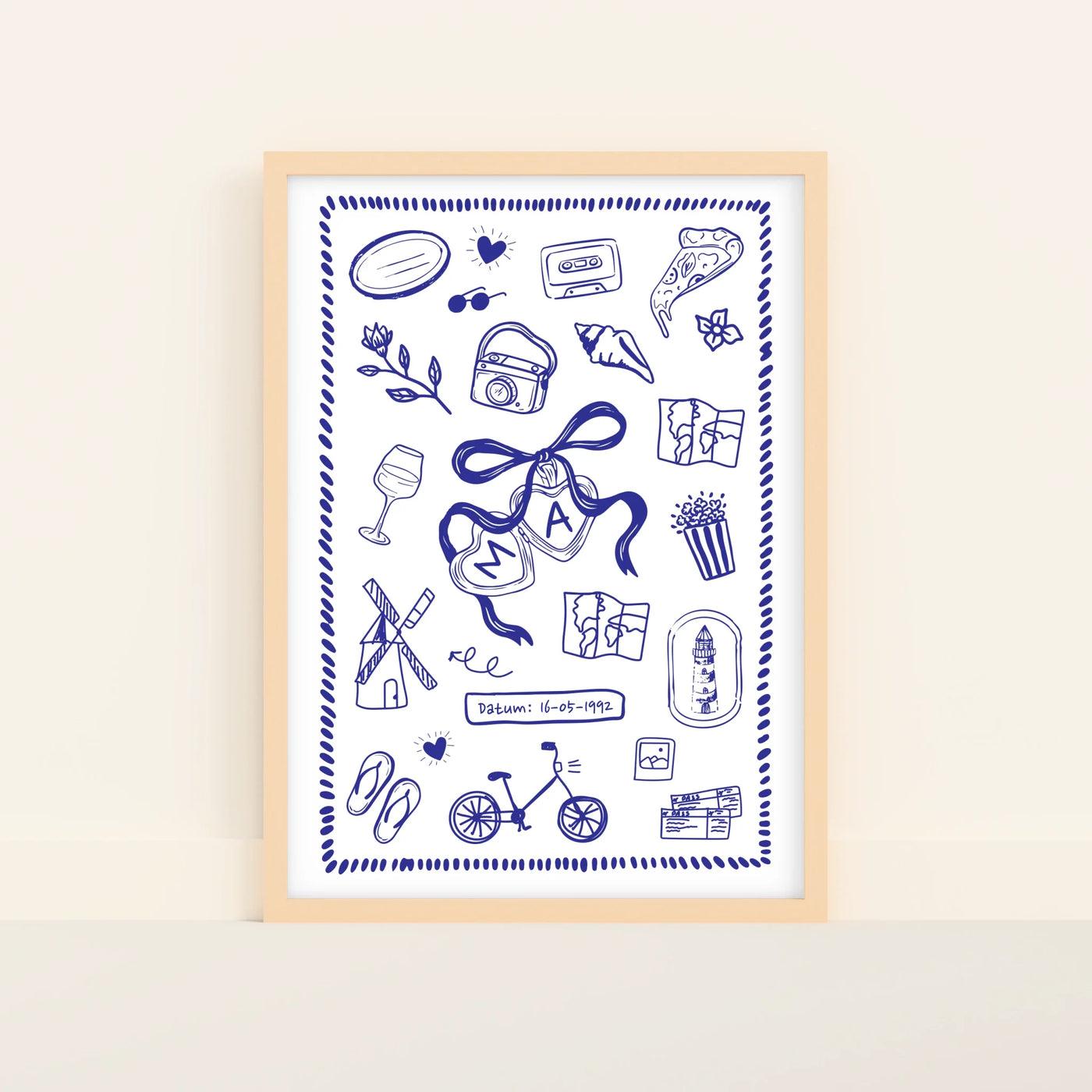 Initialen Illustratie poster met Initiaal en Datum