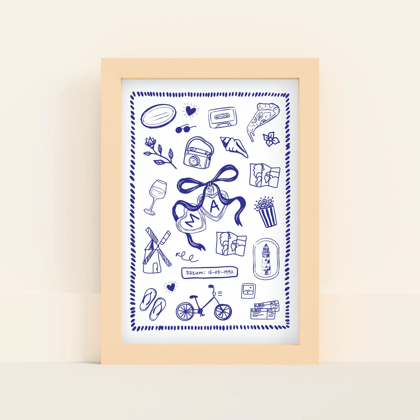 Initialen Illustratie poster met Initiaal en Datum