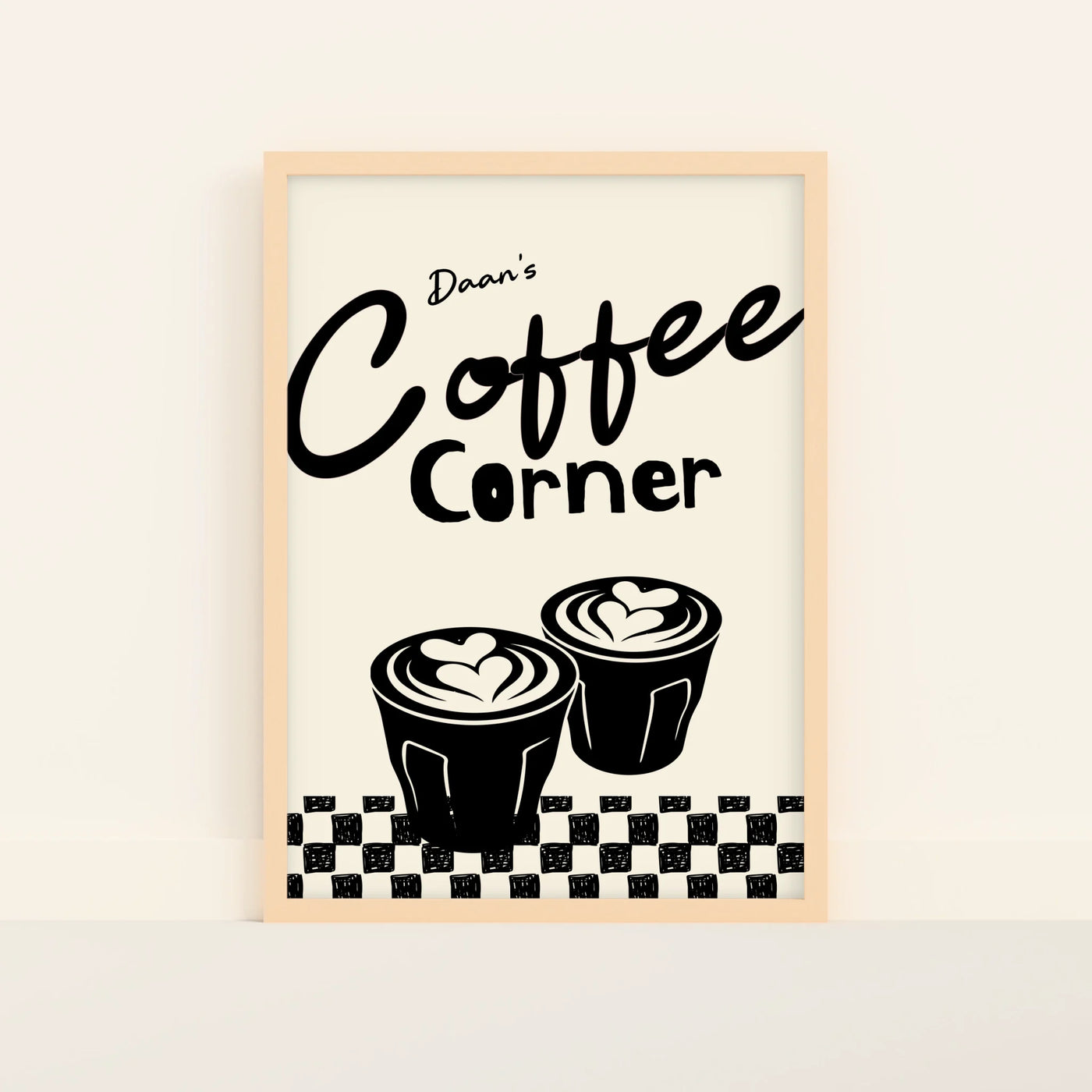 Coffee Corner Poster met Koffieillustratie en Naam