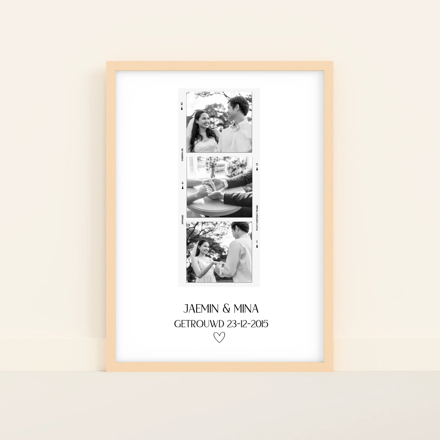 Filmrol Liefde Poster met Foto, Namen en Datum