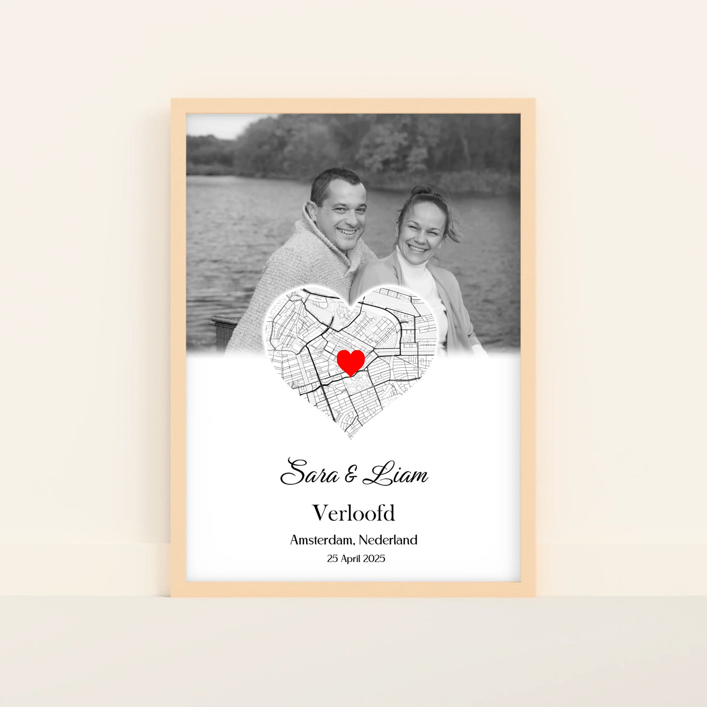 Hartkaart Poster met Foto, Locatie en Datum
