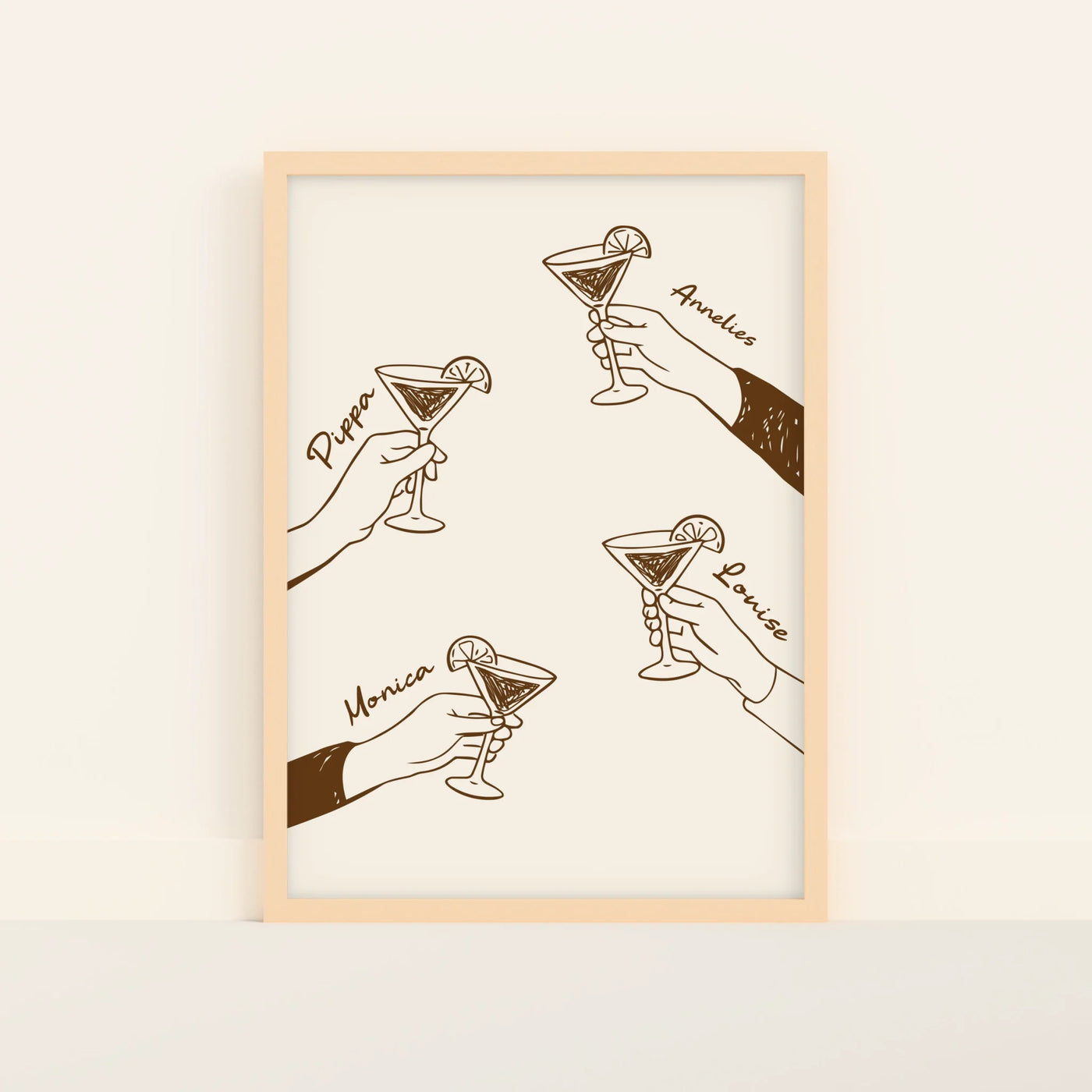 Cheers Poster met Cocktail, Bier of Wijn en Namen