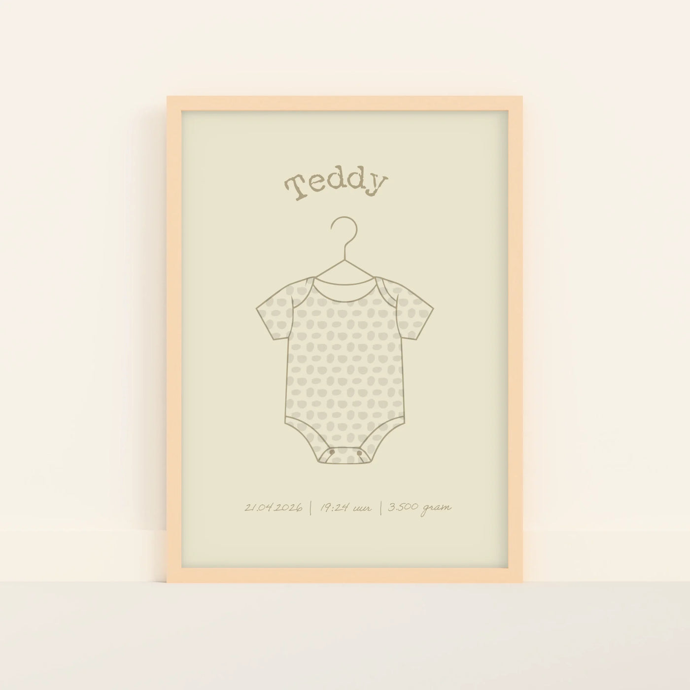 Baby Outfit Poster met Naam en Geboortegegevens