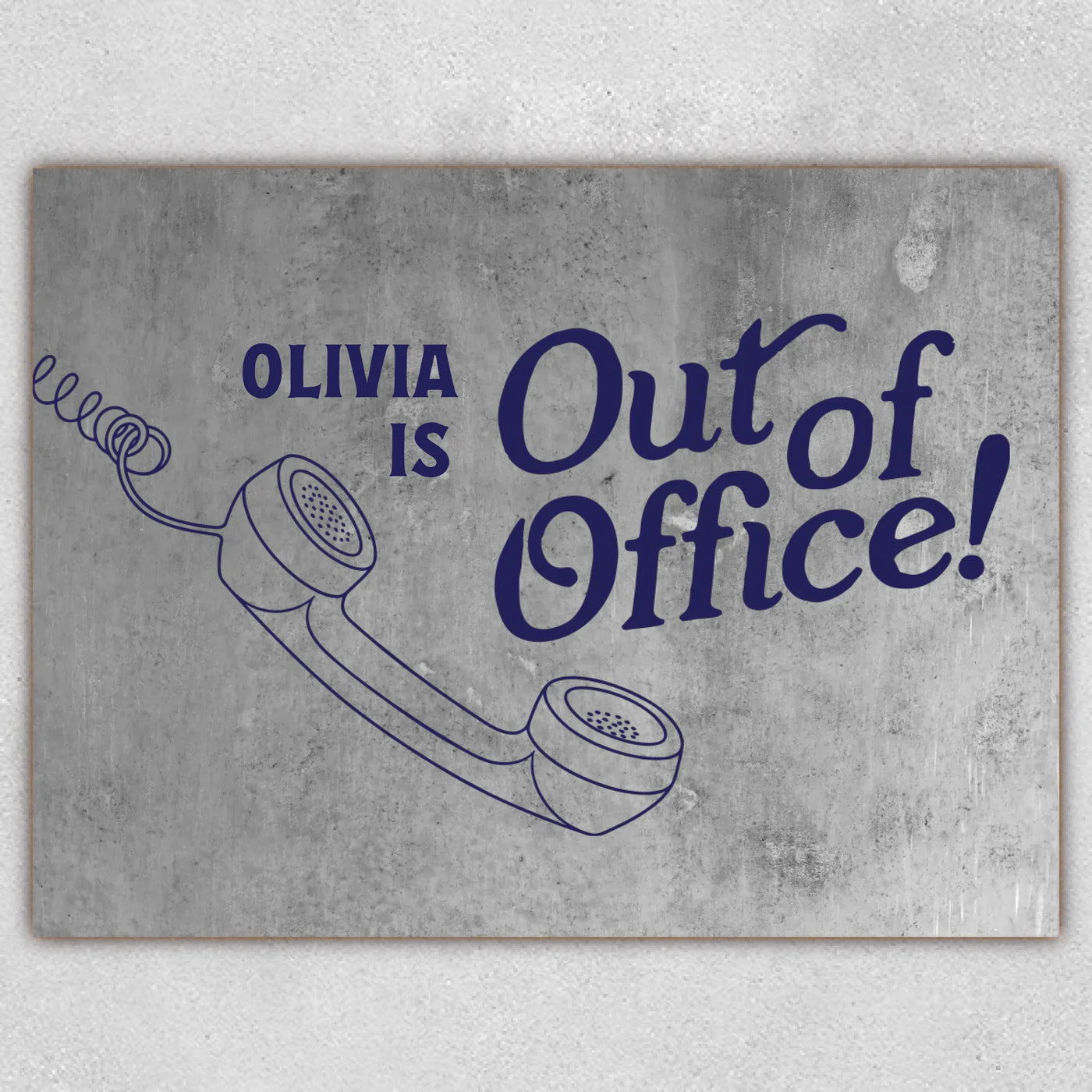 Out Of Office Metallic Bord met Naam
