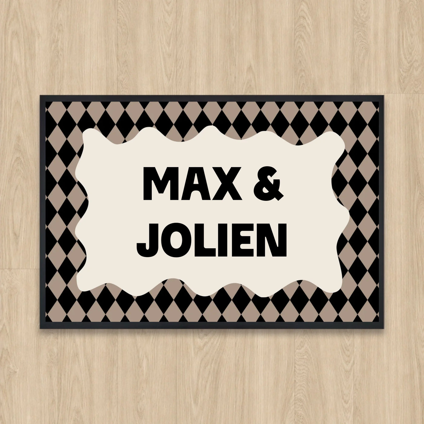 Standaard Checker Deurmat (Droogloopmat) Blokjes Patroon en Naam