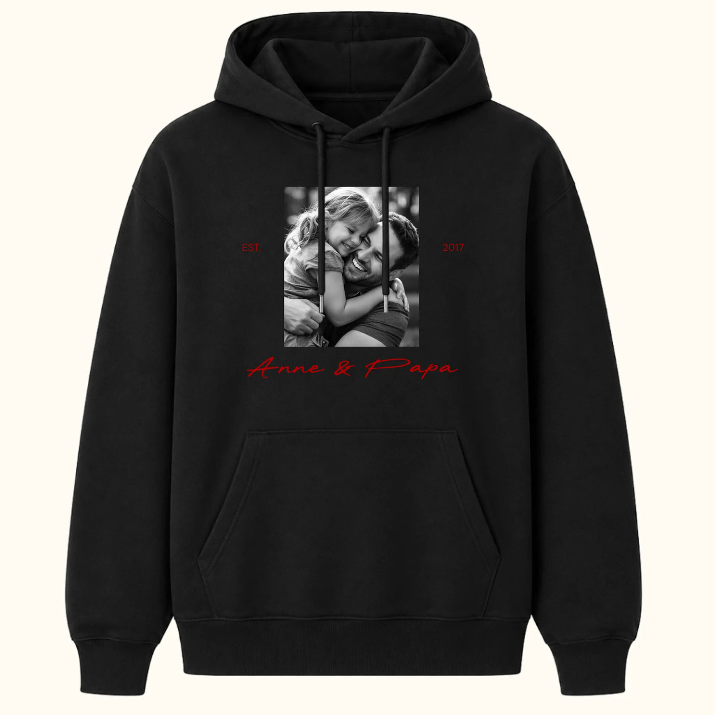 Papa en Ik Hoodie met Foto, Jaartal en Namen