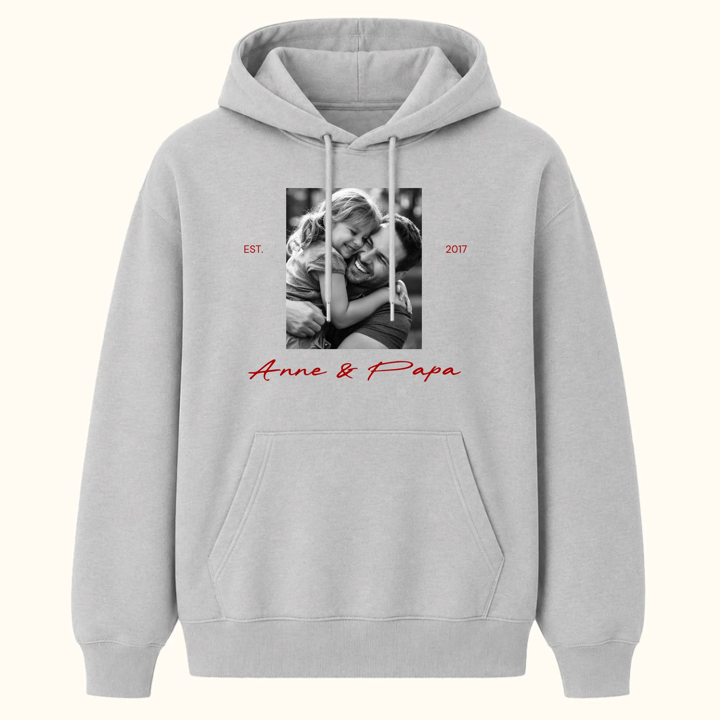 Papa en Ik Hoodie met Foto, Jaartal en Namen