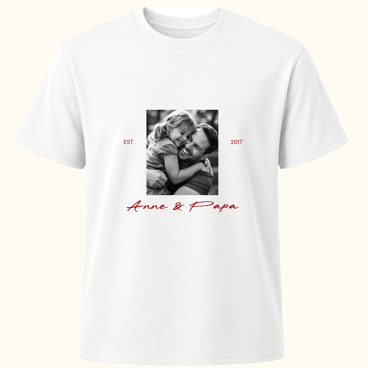 Papa en Ik T-Shirt met Foto, Jaartal en Namen