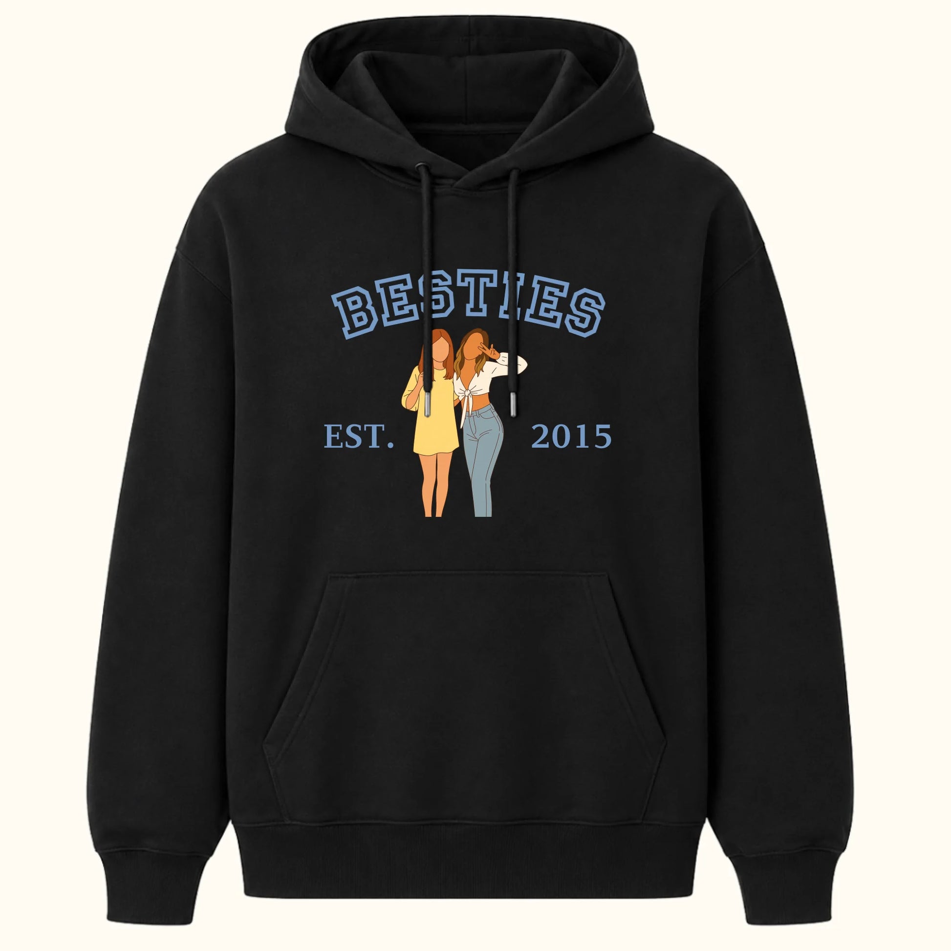 Besties Hoodie met Foto Illustratie, Jaartal en Tekst
