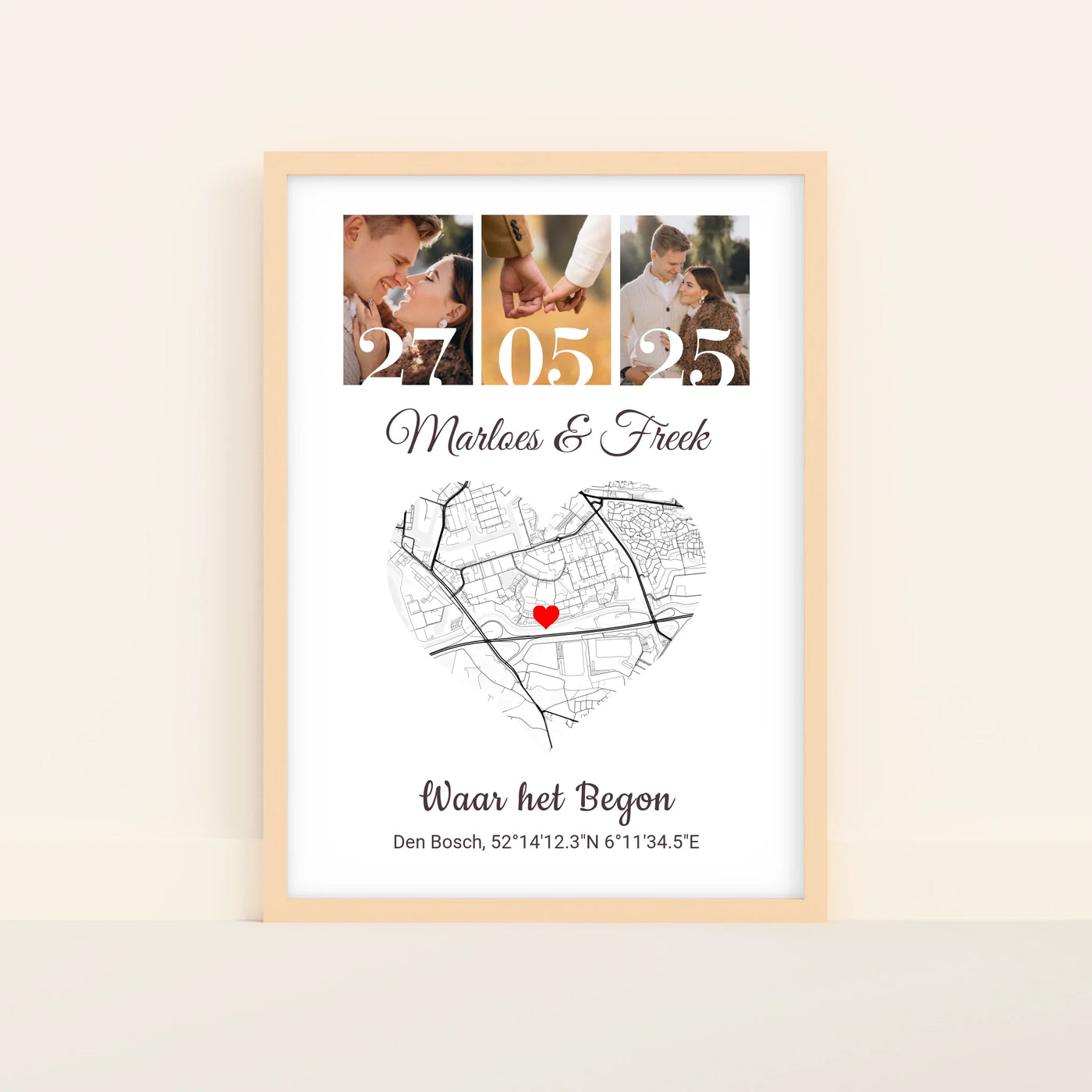 Liefdesposter met Foto, Locatie en Namen