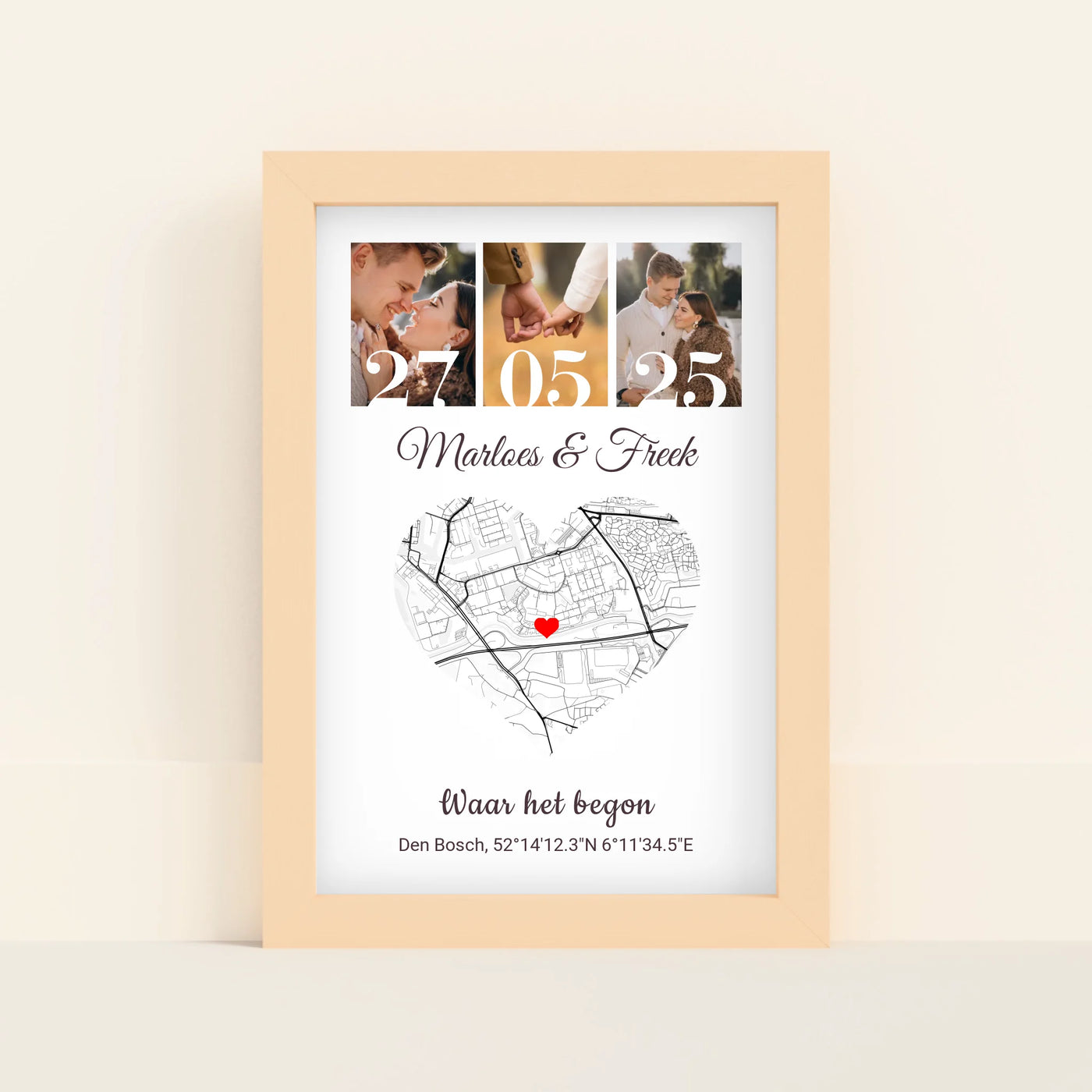 Liefdesposter met Foto, Locatie en Namen