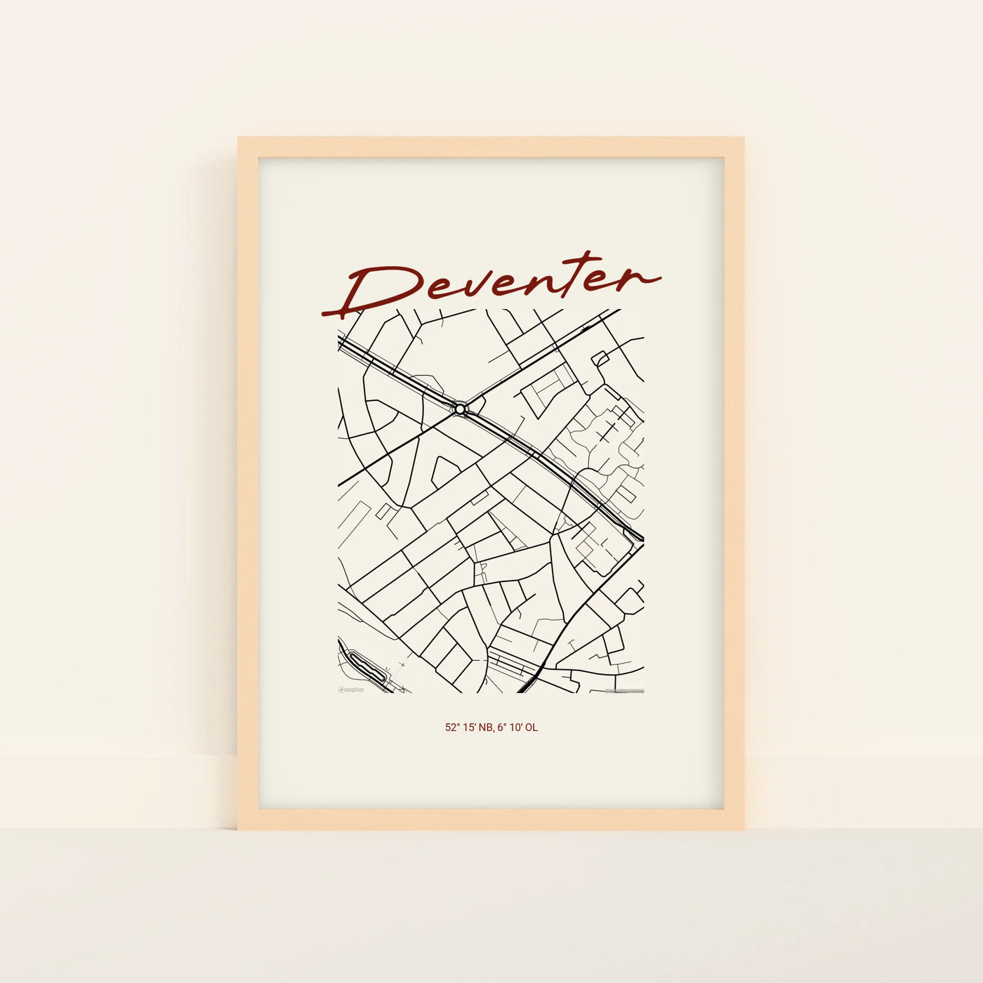 Stadskaart Poster met Plaatsnaam en Coördinaten