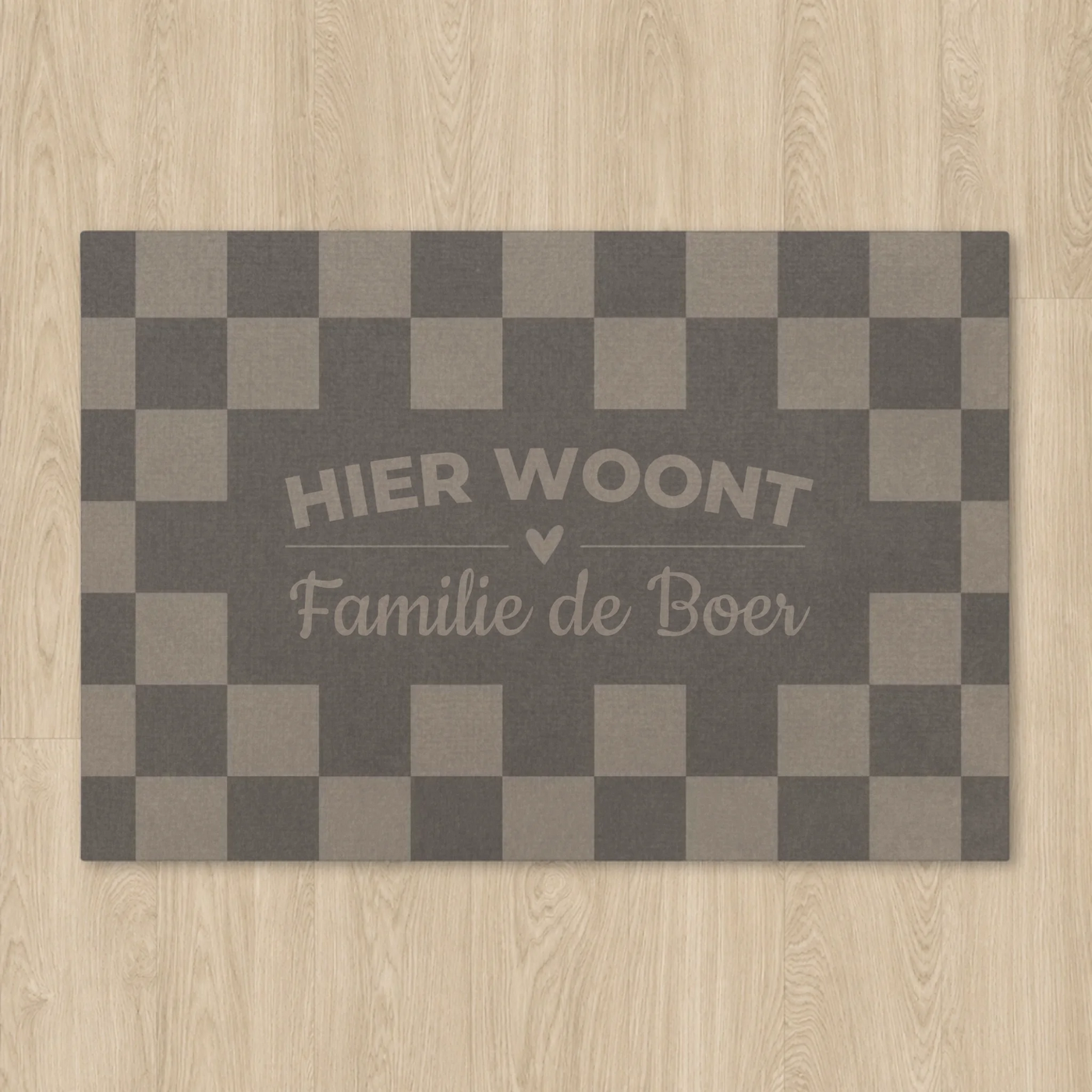 Blokpatroon Luxe Deurmat (Droogloopmat) met Naam
