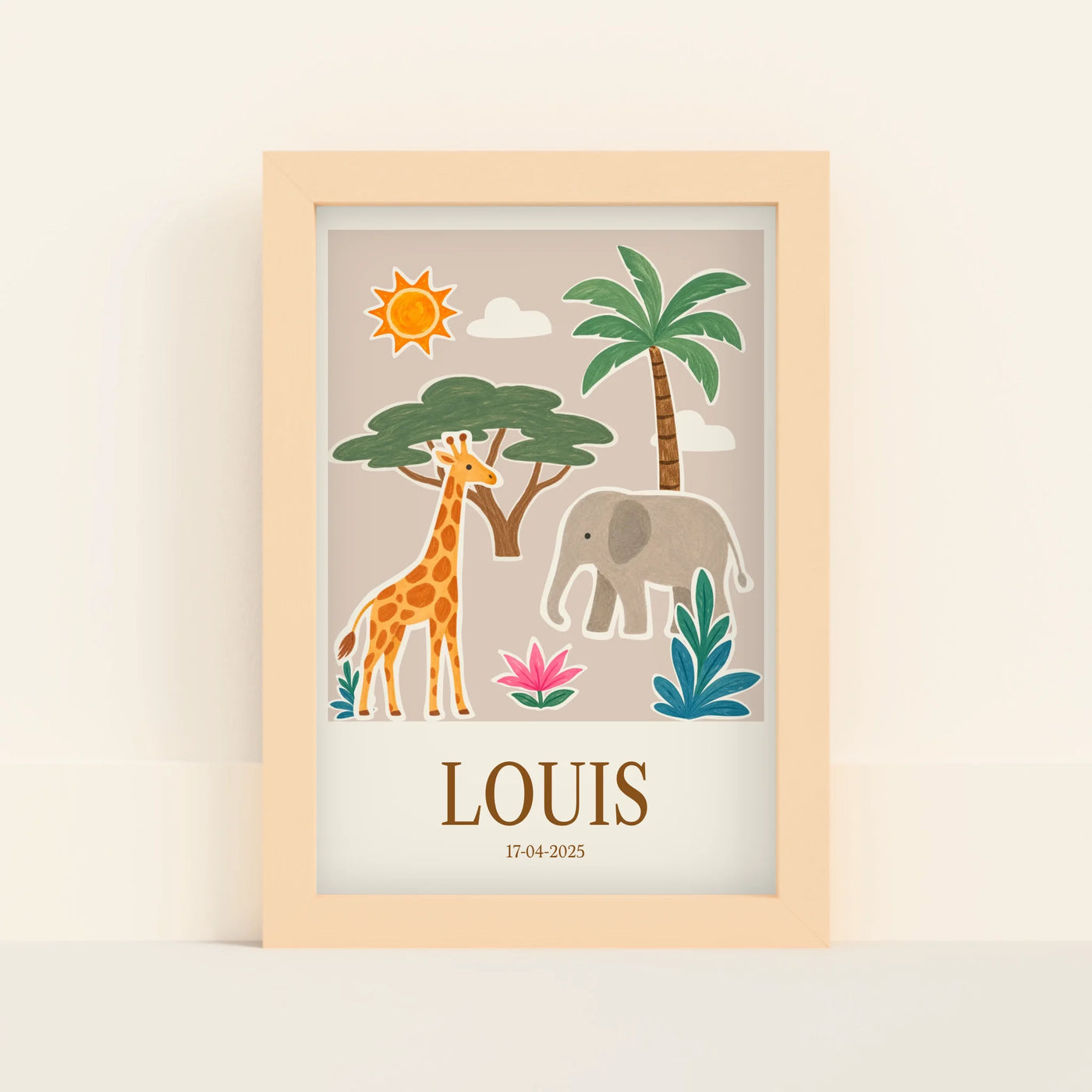 Safari Poster met Naam en Geboortedatum