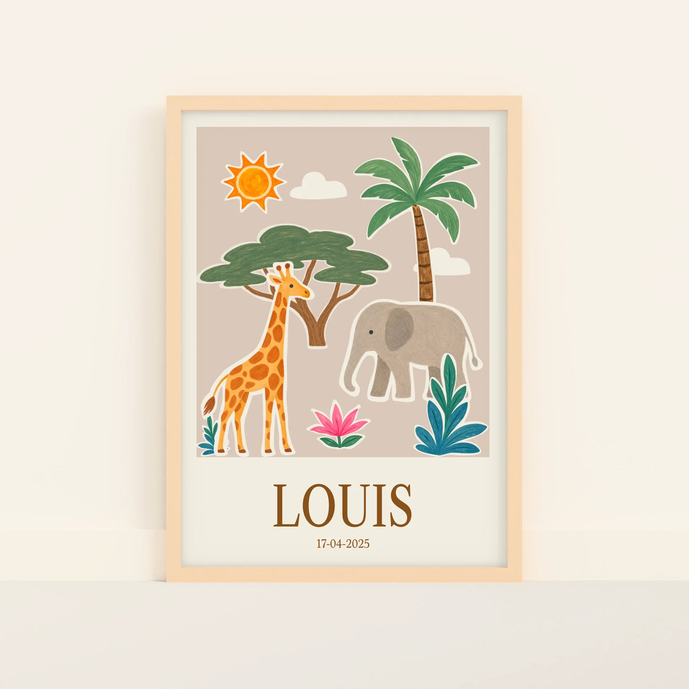 Safari Poster met Naam en Geboortedatum