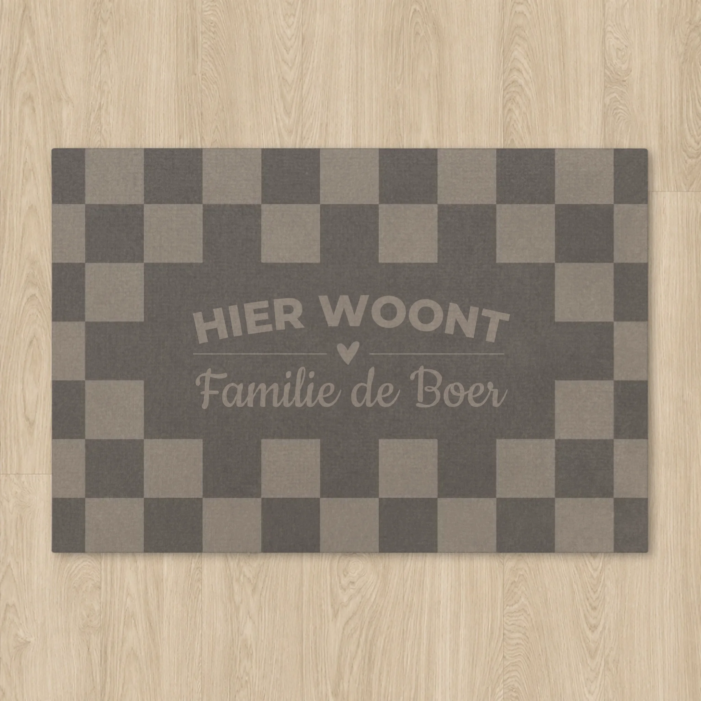 Blokpatroon Luxe Deurmat (Droogloopmat) met Naam