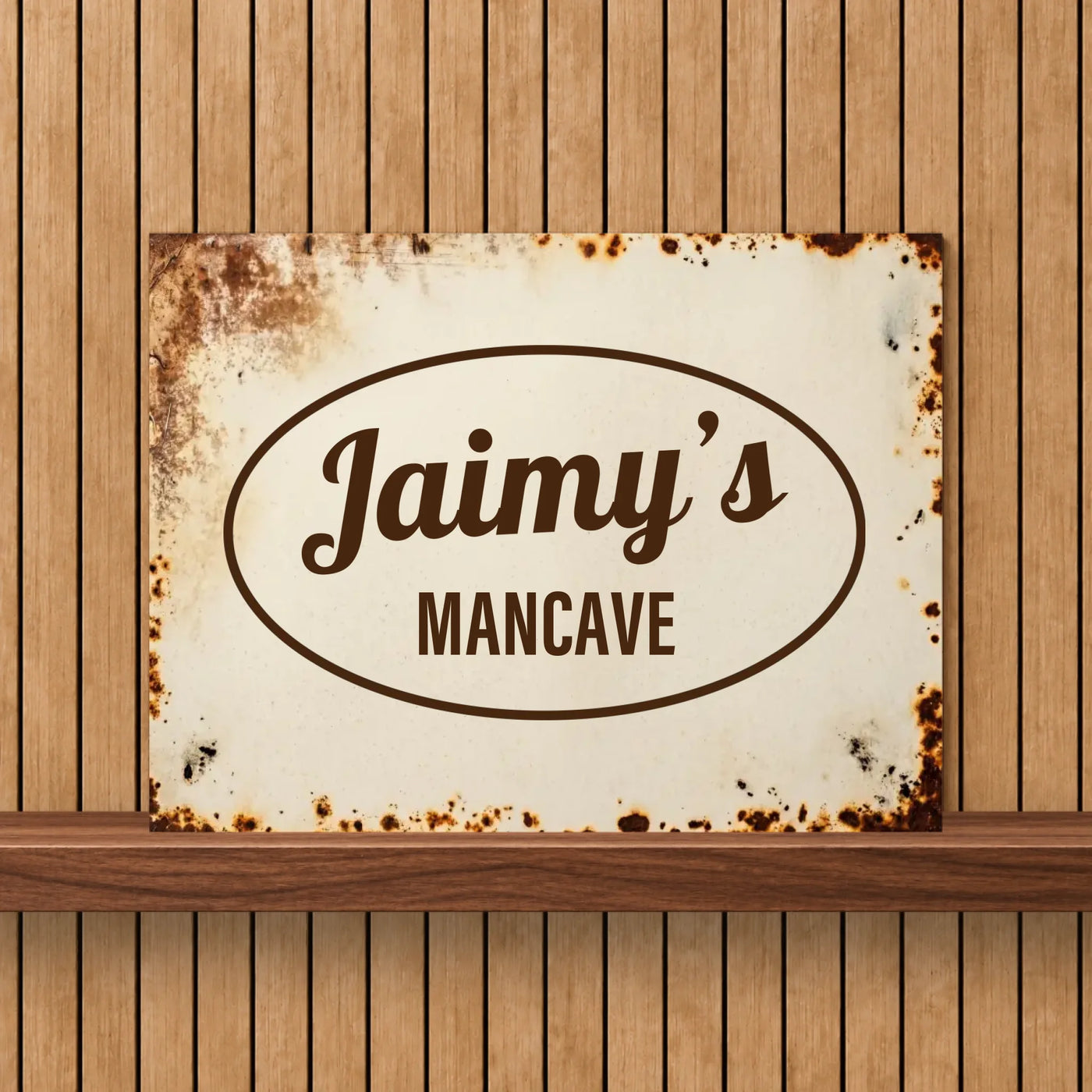 Mancave Aluminium Bord met Naam en Achtergrond