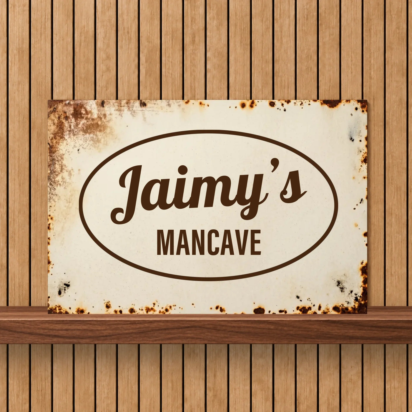 Mancave Aluminium Bord met Naam en Achtergrond