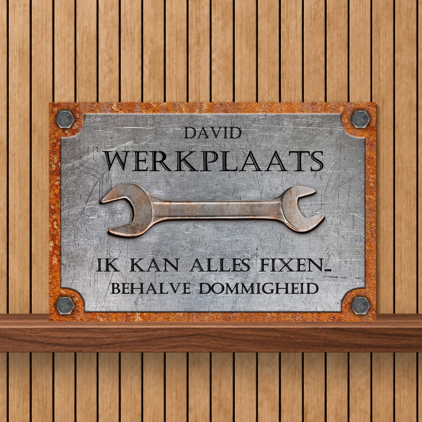 Klusheld Metallic Bord met Naam