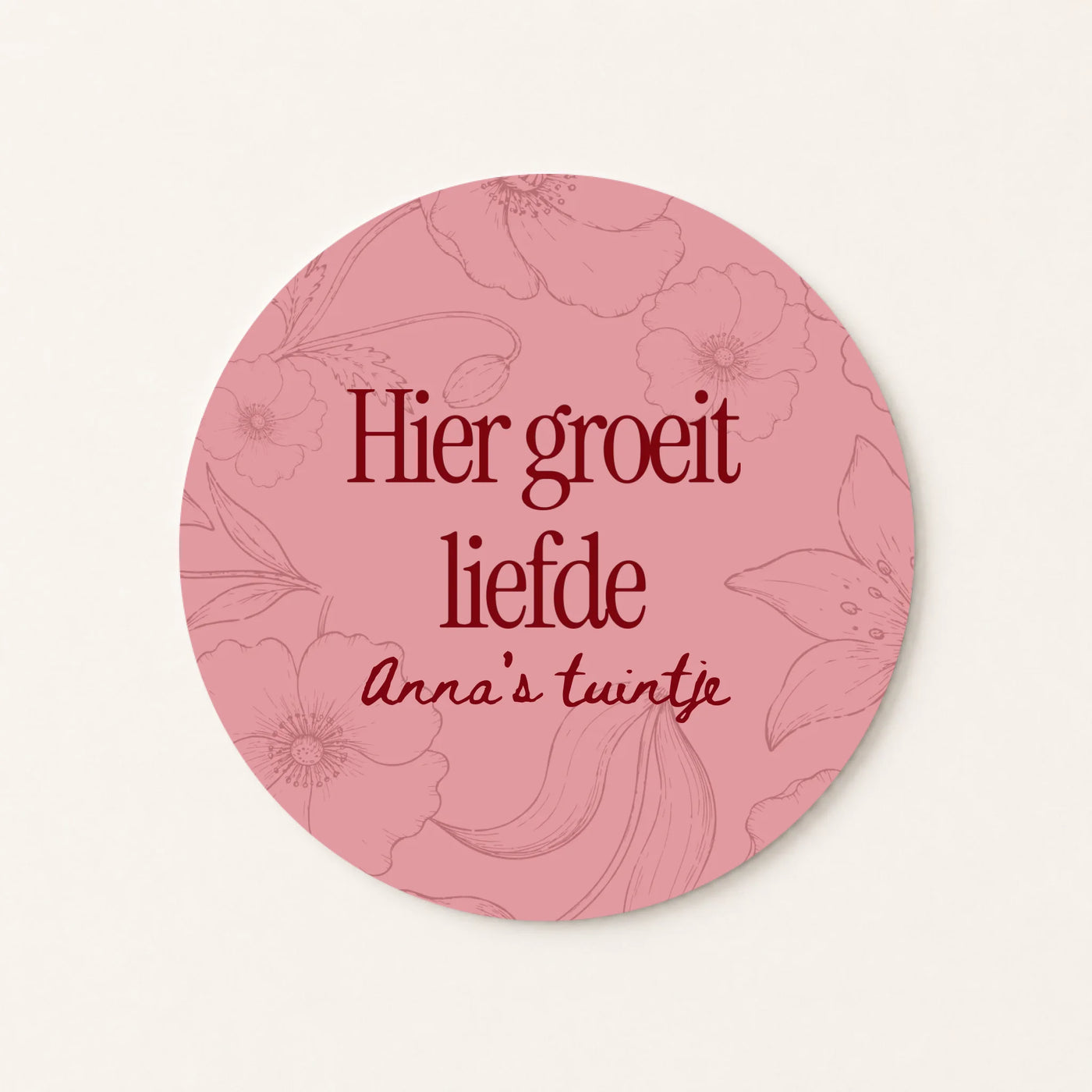 Hier Groeit Liefde Muurcirkel met Naam