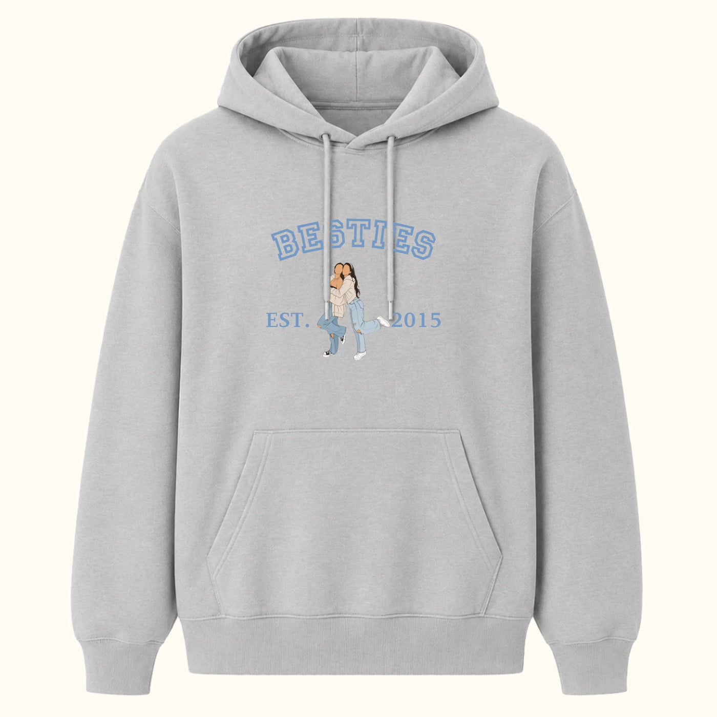 Besties Hoodie met Foto Illustratie, Jaartal en Tekst