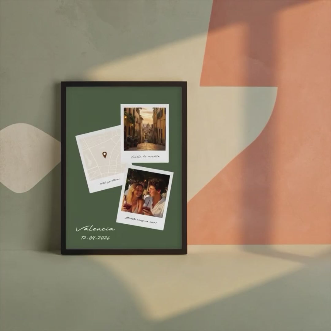 Polaroid Vakantie Poster met Locatie, Foto's en Tekst
